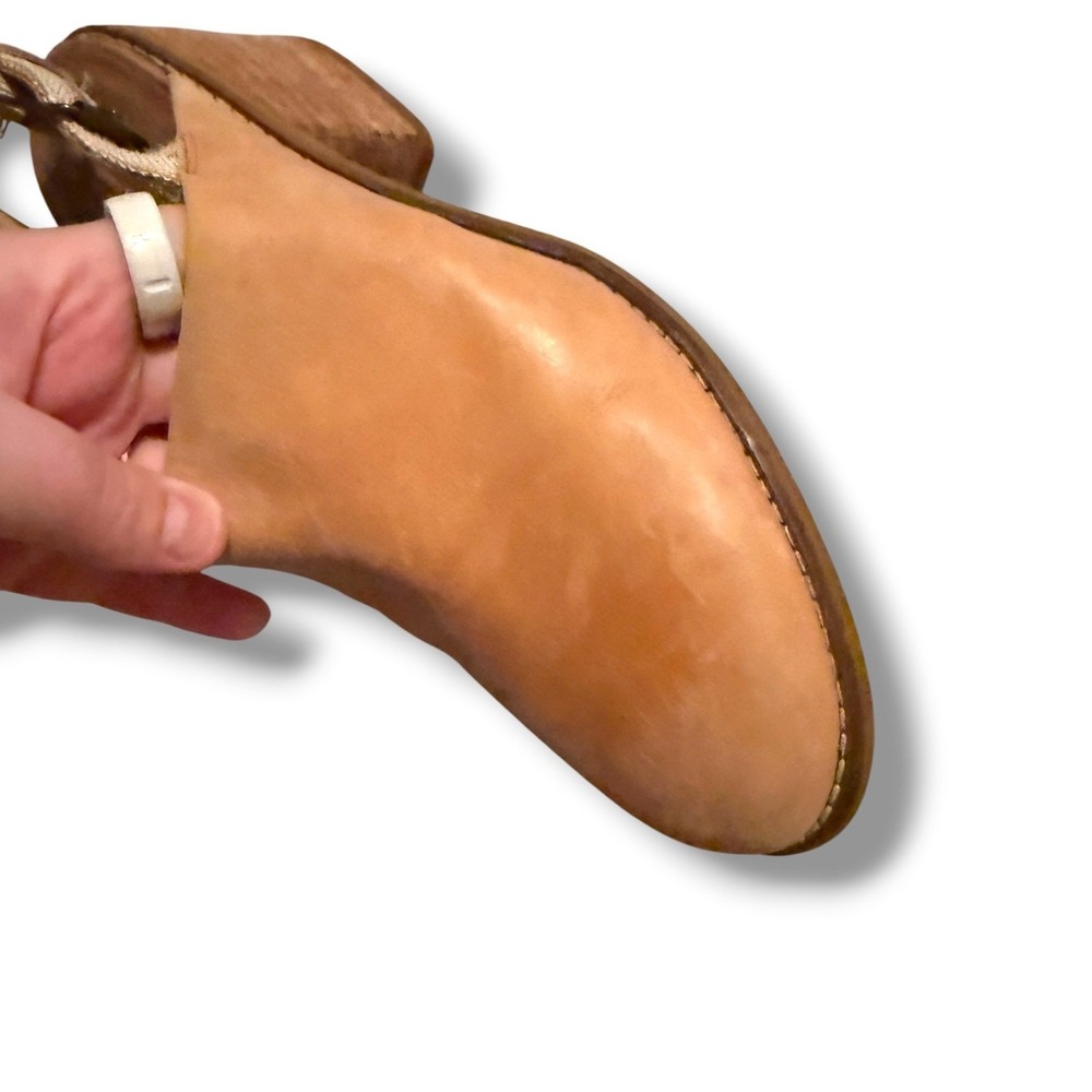 TOMS Leila Slingback Mules Womens 6.5 Tan Leather Block Heel Clogs Buckle Back - Picture 9 of 14